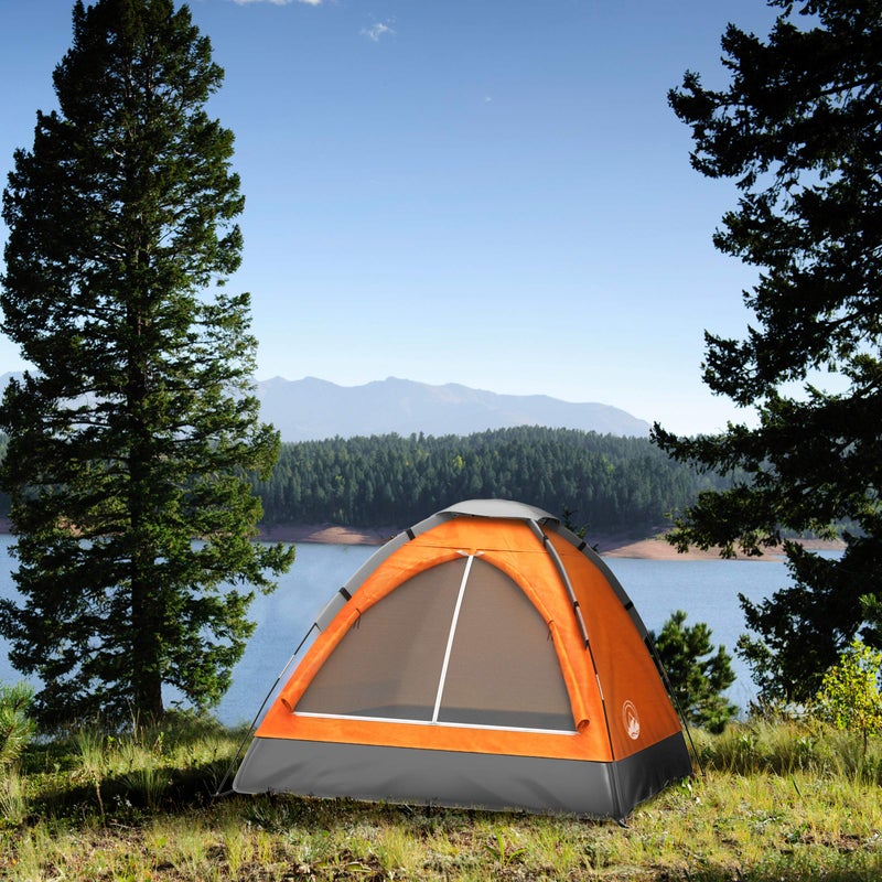 Wakeman 2-Person Camping Tent - Includes Rain Fly and Carrying Bag - Lightweight Compact Outdoor Tent for Backpacking, Hiking, or Beaches by Wakeman (Orange) - Image 2